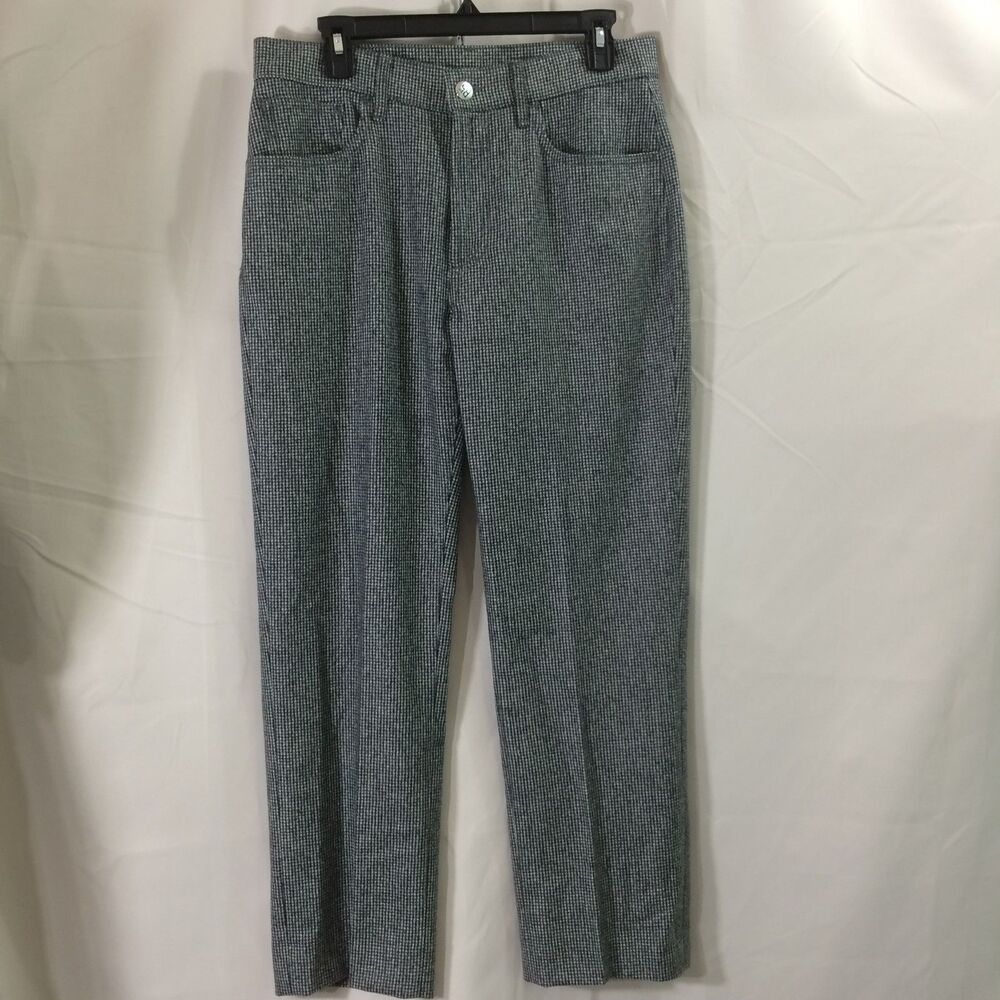 Belvest Made In Italy 100% Wool Gray Check Jeans 5 Pocket Style Pants Size 33